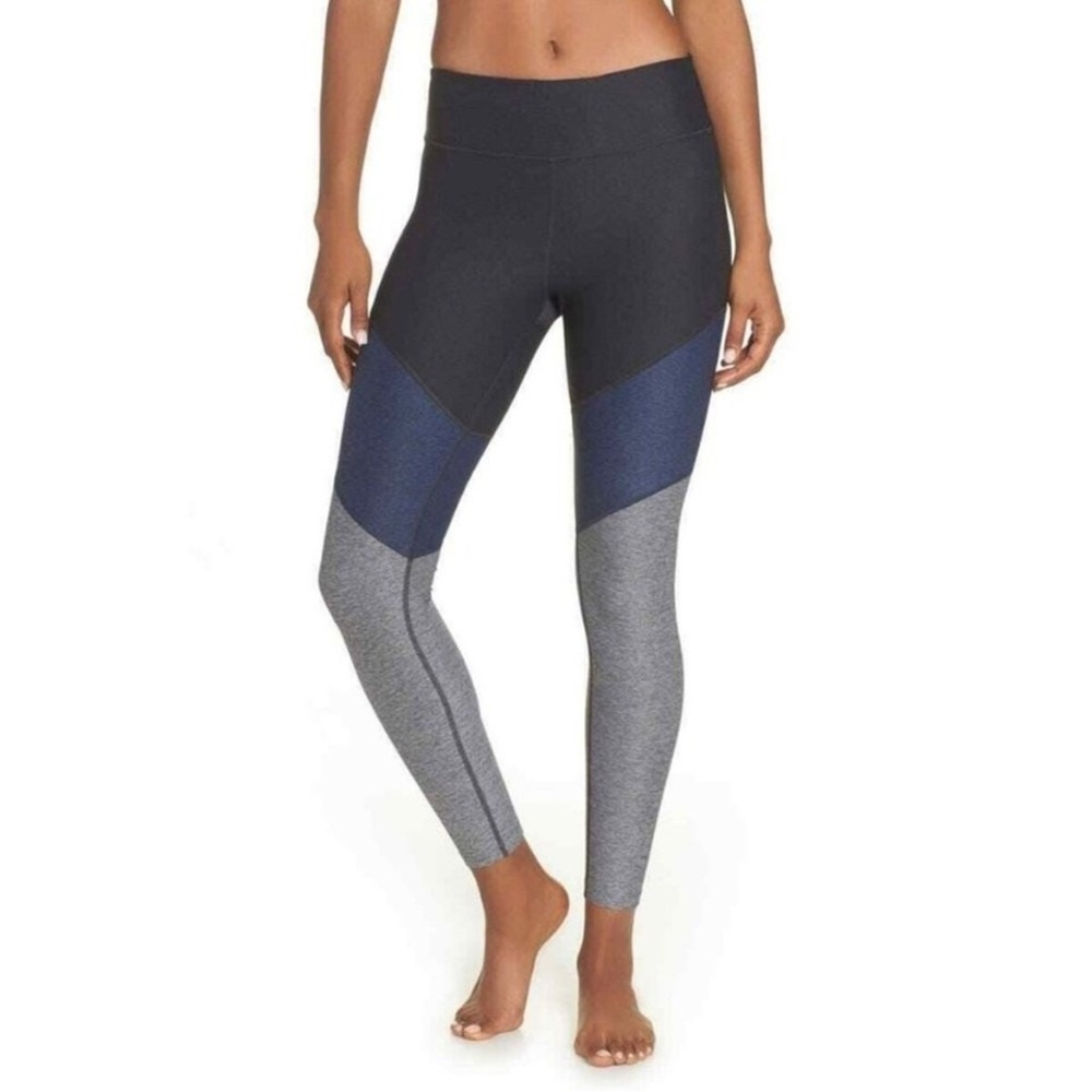 OUTDOOR VOICES Colorblock Leggings 7/8 Sz M Black Blue Gray Workout Athleisure‎